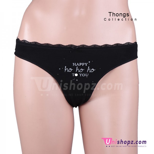 Black Lace Cotton Thongs Women Lingerie