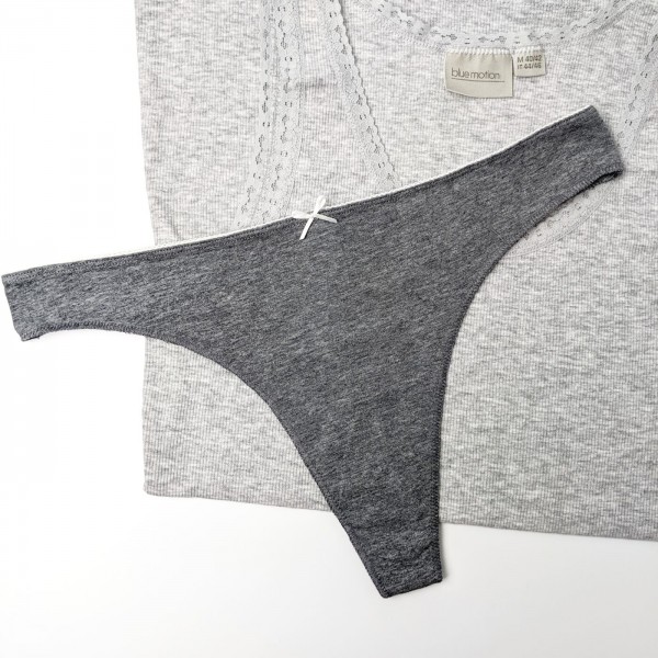 Solid Gray Cotton Thongs